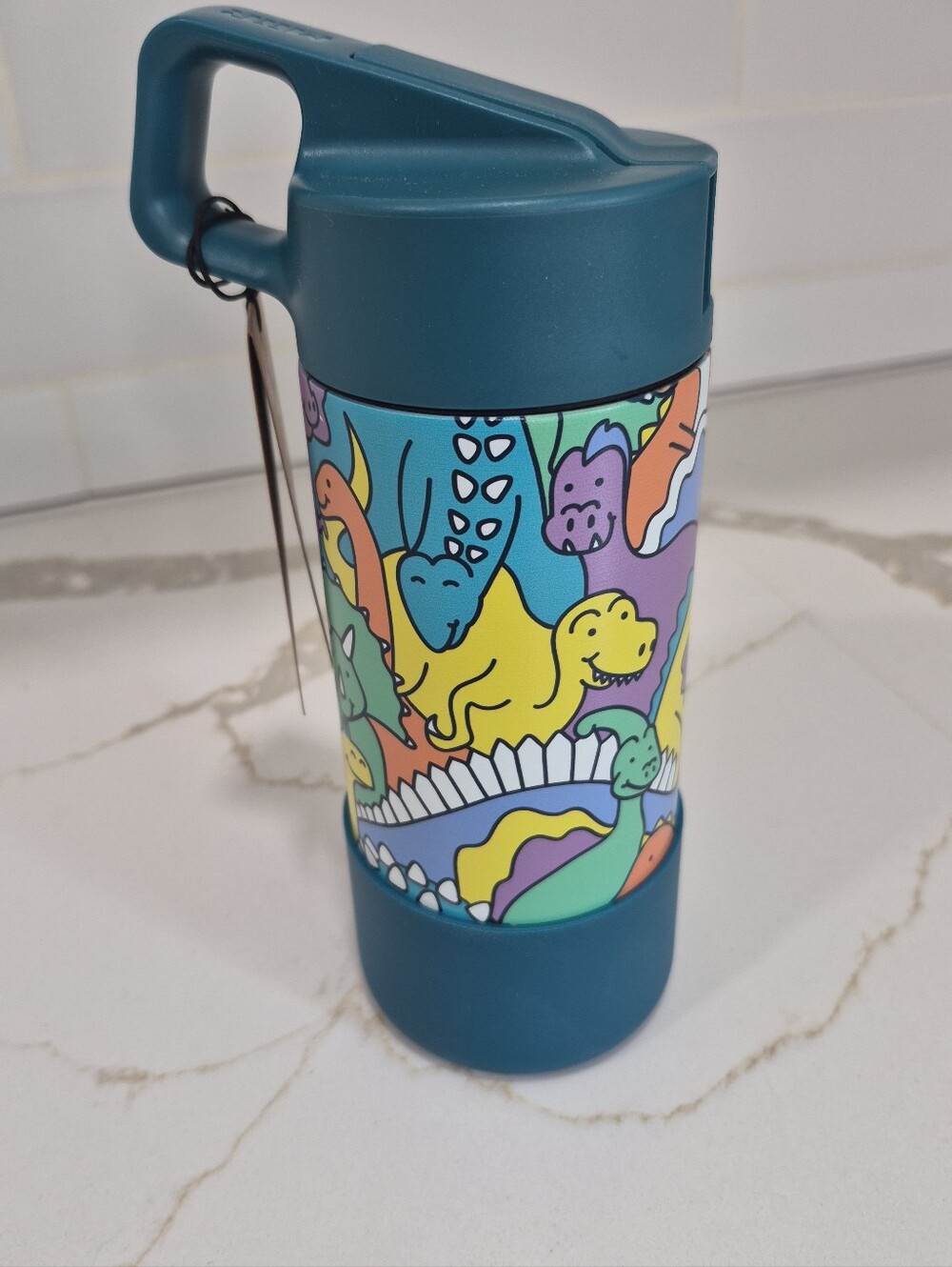 Life Is Good Teal Dinosaur Print Water Bottle